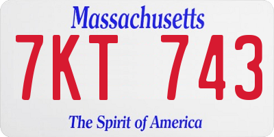 MA license plate 7KT743