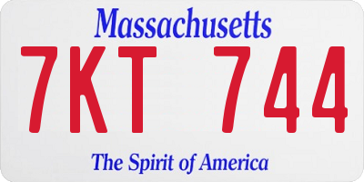 MA license plate 7KT744