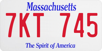 MA license plate 7KT745