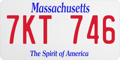 MA license plate 7KT746