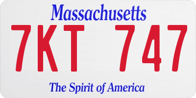 MA license plate 7KT747