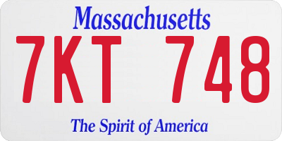 MA license plate 7KT748