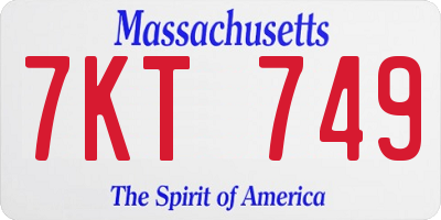 MA license plate 7KT749