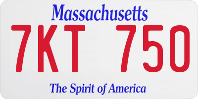 MA license plate 7KT750