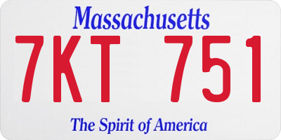 MA license plate 7KT751