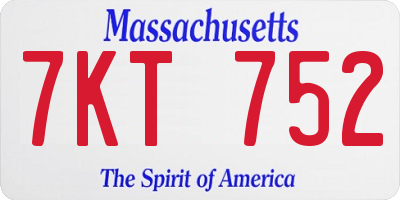 MA license plate 7KT752
