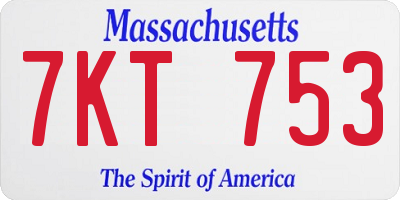 MA license plate 7KT753