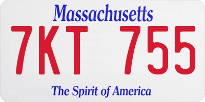 MA license plate 7KT755