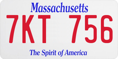 MA license plate 7KT756