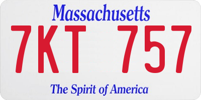 MA license plate 7KT757