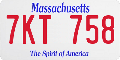 MA license plate 7KT758