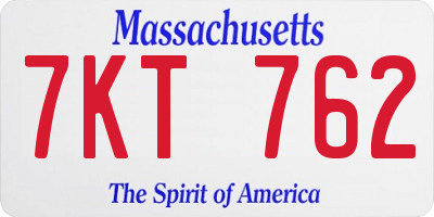 MA license plate 7KT762