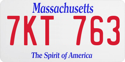 MA license plate 7KT763