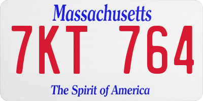 MA license plate 7KT764