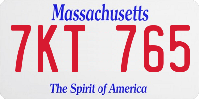 MA license plate 7KT765