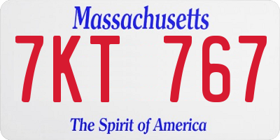 MA license plate 7KT767