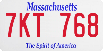 MA license plate 7KT768