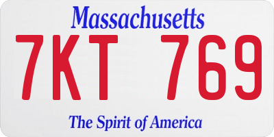 MA license plate 7KT769