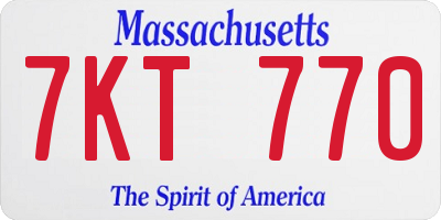 MA license plate 7KT770