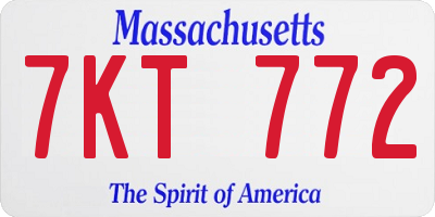 MA license plate 7KT772
