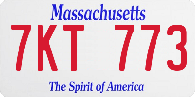 MA license plate 7KT773