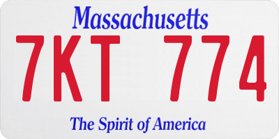 MA license plate 7KT774