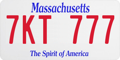 MA license plate 7KT777