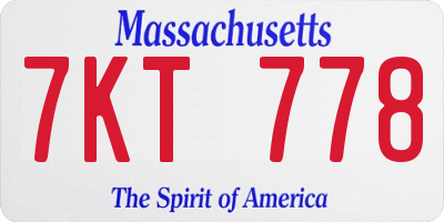 MA license plate 7KT778