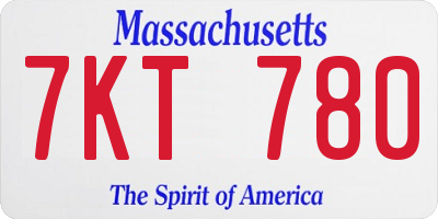 MA license plate 7KT780