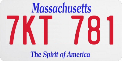 MA license plate 7KT781