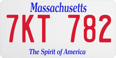 MA license plate 7KT782
