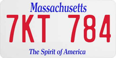 MA license plate 7KT784
