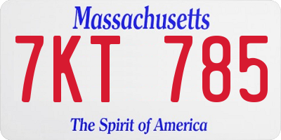 MA license plate 7KT785