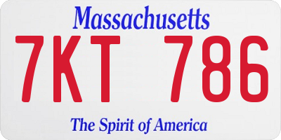 MA license plate 7KT786