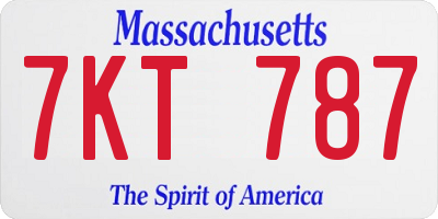 MA license plate 7KT787