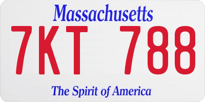 MA license plate 7KT788