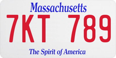 MA license plate 7KT789