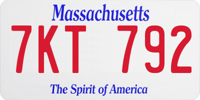 MA license plate 7KT792