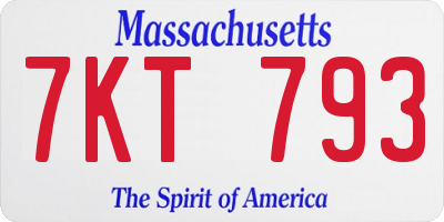 MA license plate 7KT793