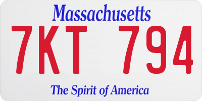 MA license plate 7KT794