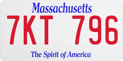 MA license plate 7KT796
