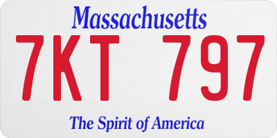 MA license plate 7KT797