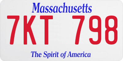 MA license plate 7KT798