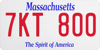 MA license plate 7KT800