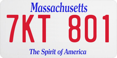 MA license plate 7KT801