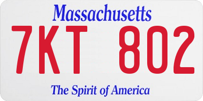 MA license plate 7KT802