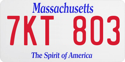 MA license plate 7KT803