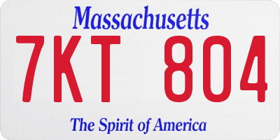 MA license plate 7KT804