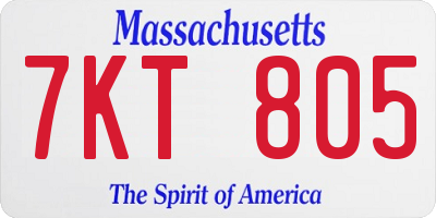 MA license plate 7KT805