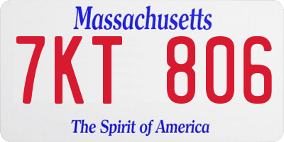 MA license plate 7KT806